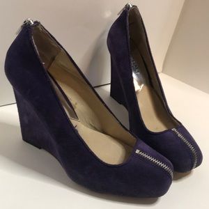 Michael Kors Dark Purple Zipper Wedges